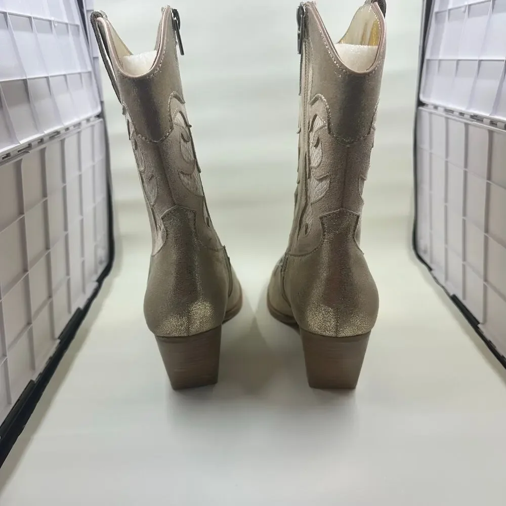 Dolce Vita Lunar Cowboy Boot – Size 6.5 – Gold Metallic Snake Print – NWOB - Picture 4 of 12